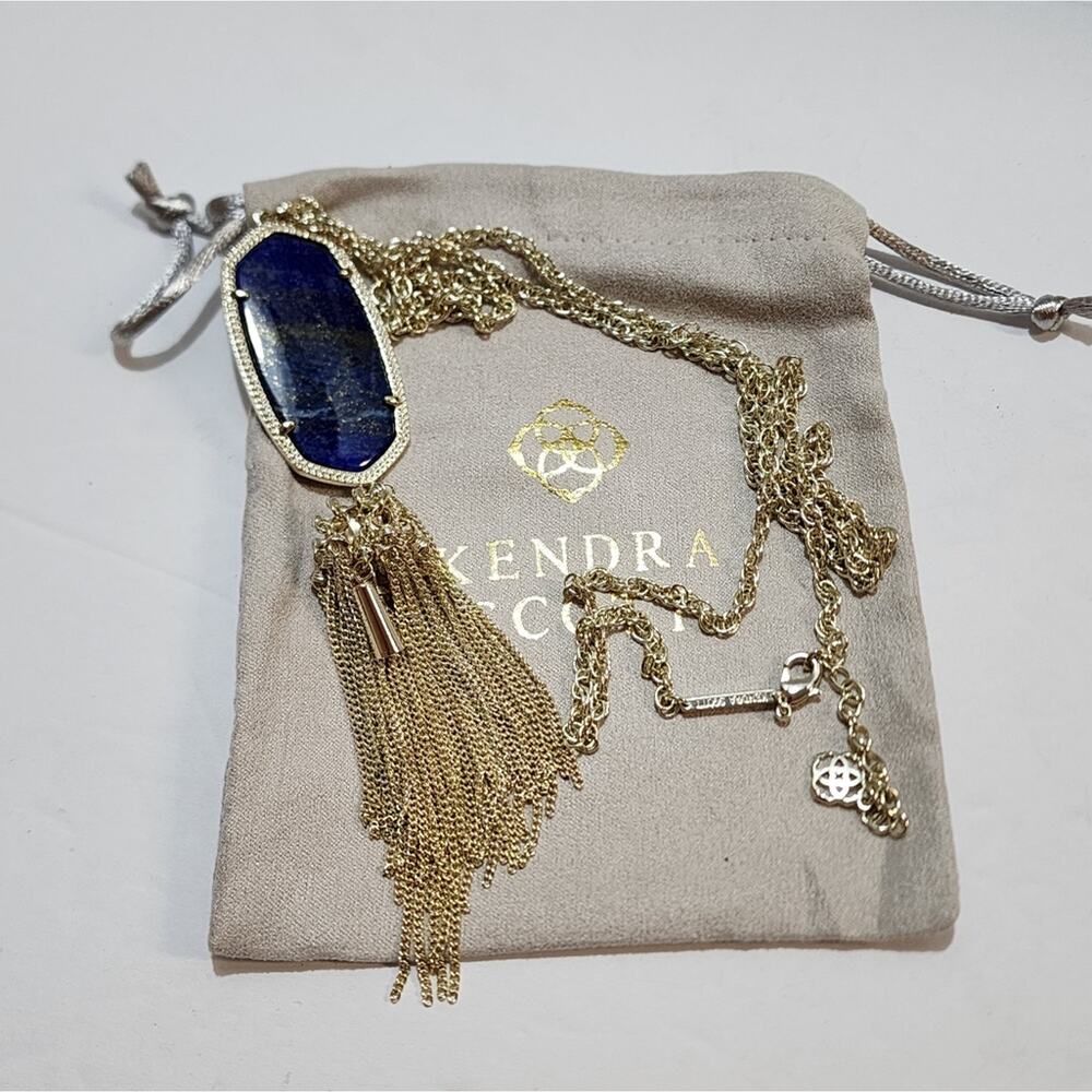 Kendra Scott gold and smooth blue Lapis?‎ Rayne necklace - Picture 6 of 6